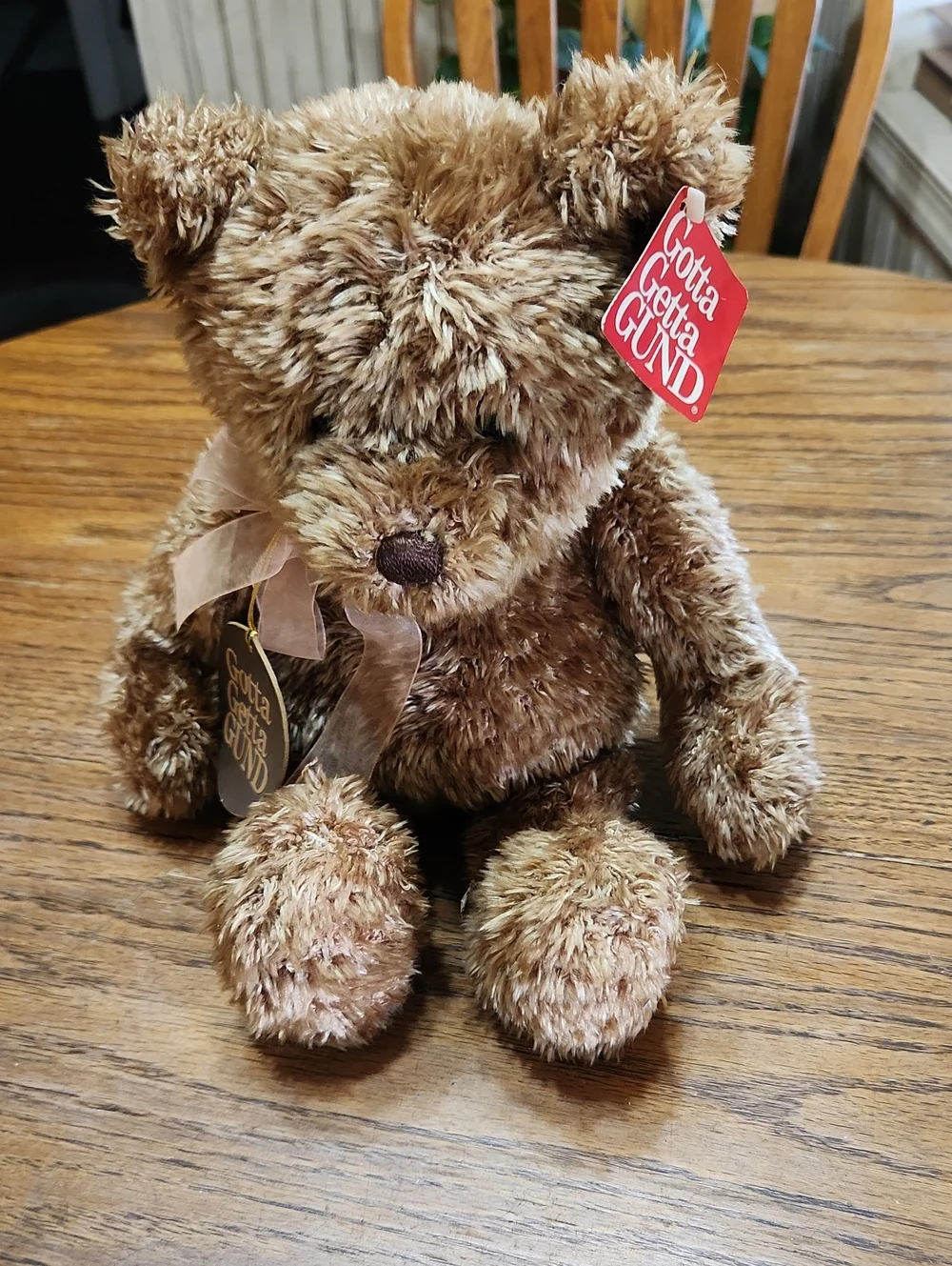Gund Bearessence Brown Plush Teddy Bear with Sheer Bow